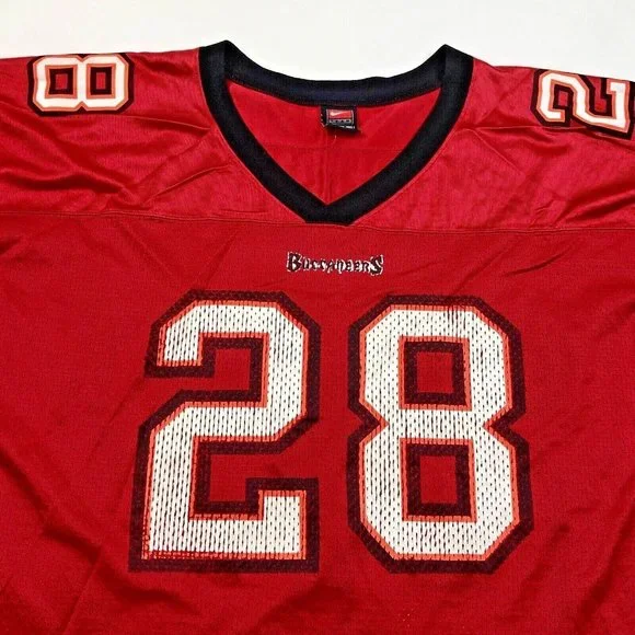 Tampa Bay Buccaneers Warrick Dunn 28 Red Football Jersey Mens Size 2XL NFL - Picture 2 of 12